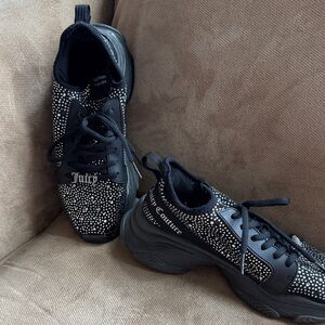 Juicy Couture Black Rhinestone Platform Sneakers